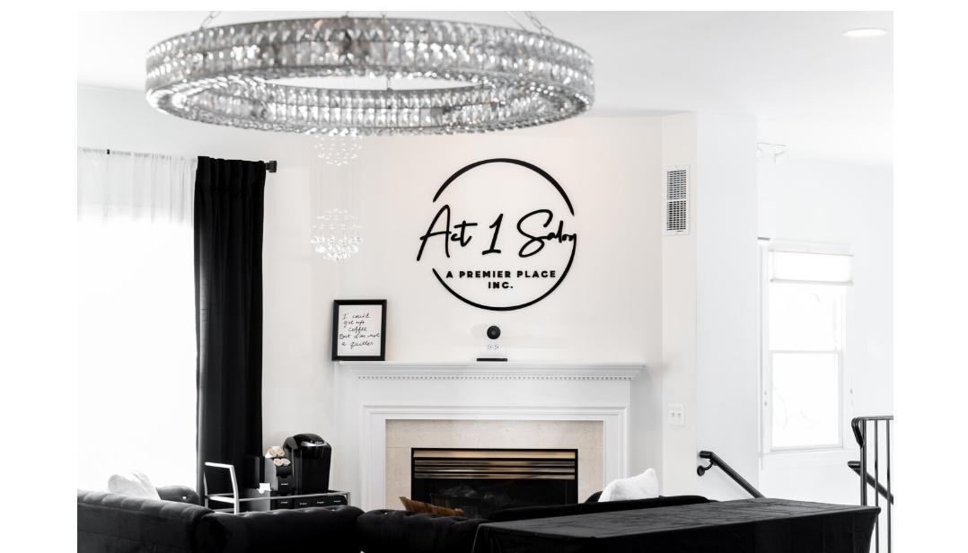 The bright reception lounge inside Act 1 Salon & Spa