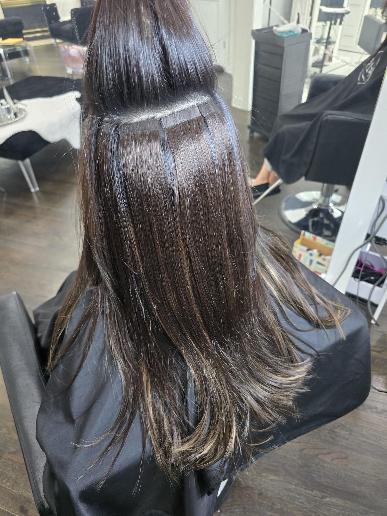 Hair extension work photographed at Act 1 Salon & Spa